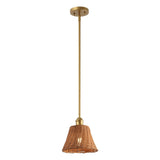 Larkspur 1-Light Coastal Bohemian Metal and Woven Rattan LED Pendant Light