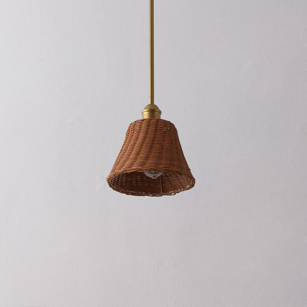 Larkspur 1-Light Coastal Bohemian Metal and Woven Rattan LED Pendant Light