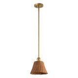 Larkspur 1-Light Coastal Bohemian Metal and Woven Rattan LED Pendant Light