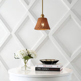 Larkspur 1-Light Coastal Bohemian Metal and Woven Rattan LED Pendant Light