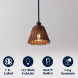 Larkspur 1-Light Coastal Bohemian Metal and Woven Rattan LED Pendant Light