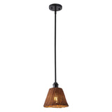Larkspur 1-Light Coastal Bohemian Metal and Woven Rattan LED Pendant Light