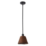 Larkspur 1-Light Coastal Bohemian Metal and Woven Rattan LED Pendant Light