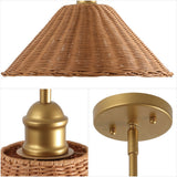 Larkspur 1-Light Coastal Bohemian Metal and Woven Rattan LED Pendant Light