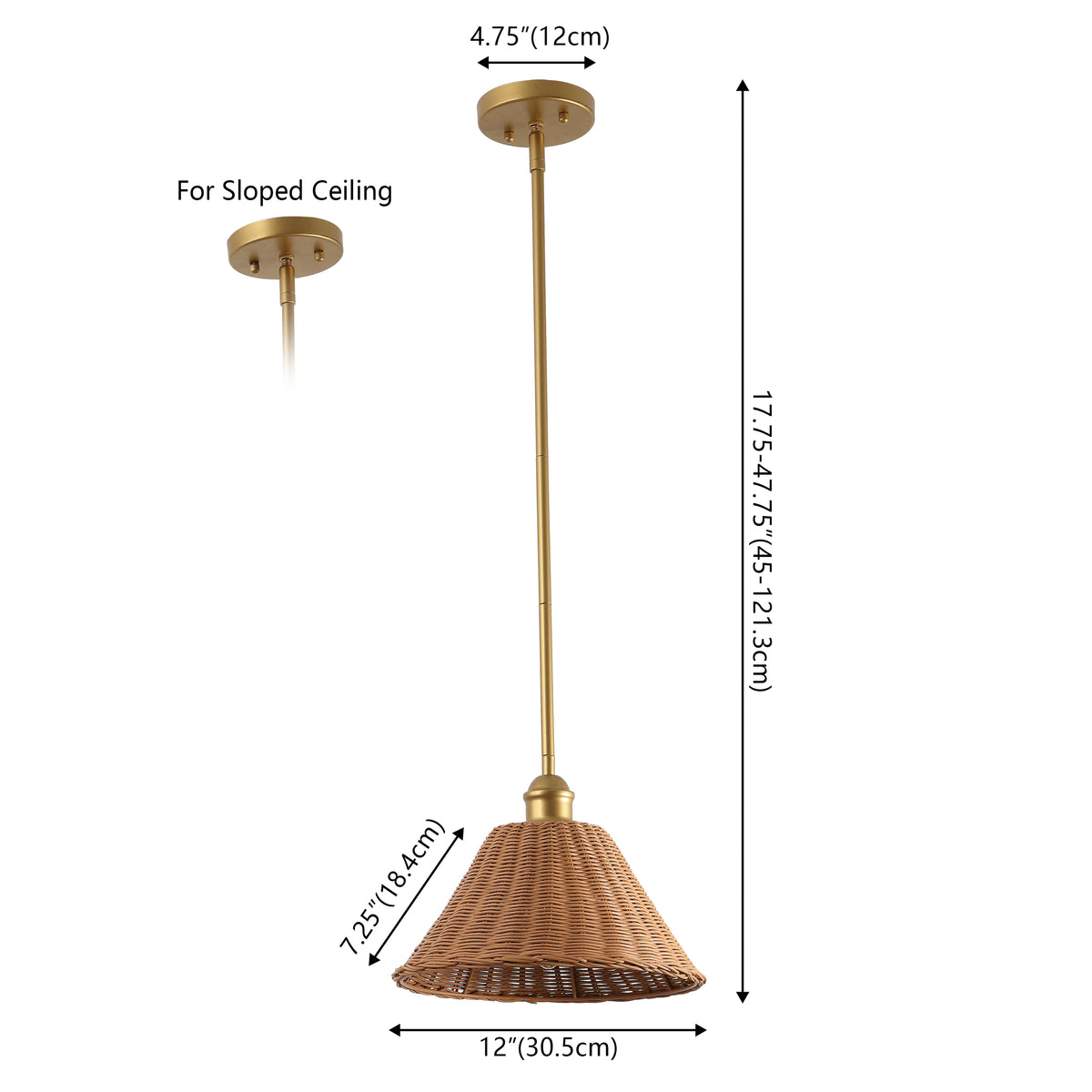 Larkspur 1-Light Coastal Bohemian Metal and Woven Rattan LED Pendant Light