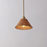 Larkspur 1-Light Coastal Bohemian Metal and Woven Rattan LED Pendant Light