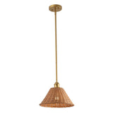 Larkspur 1-Light Coastal Bohemian Metal and Woven Rattan LED Pendant Light