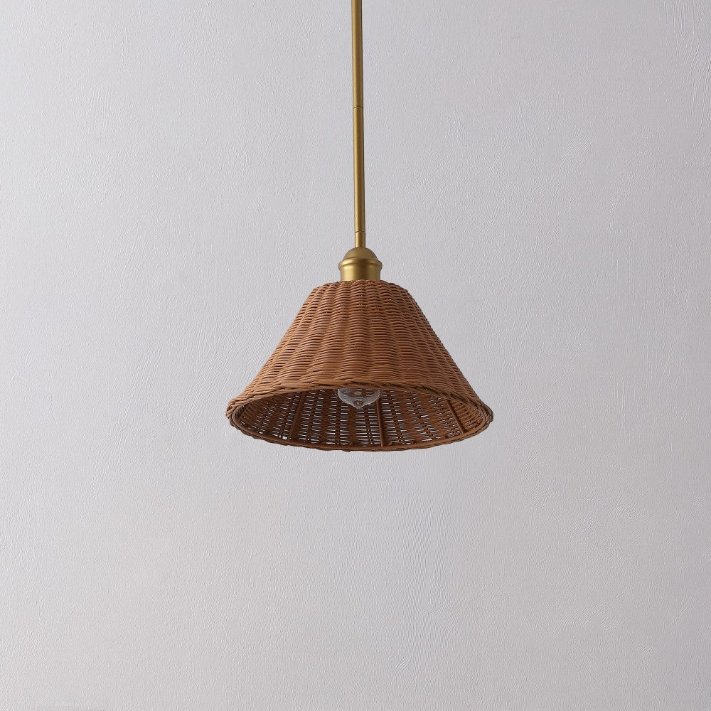 Larkspur 1-Light Coastal Bohemian Metal and Woven Rattan LED Pendant Light