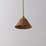 Larkspur 1-Light Coastal Bohemian Metal and Woven Rattan LED Pendant Light