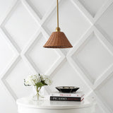 Larkspur 1-Light Coastal Bohemian Metal and Woven Rattan LED Pendant Light