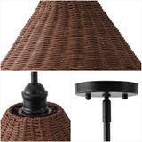 Larkspur 1-Light Coastal Bohemian Metal and Woven Rattan LED Pendant Light