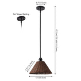 Larkspur 1-Light Coastal Bohemian Metal and Woven Rattan LED Pendant Light