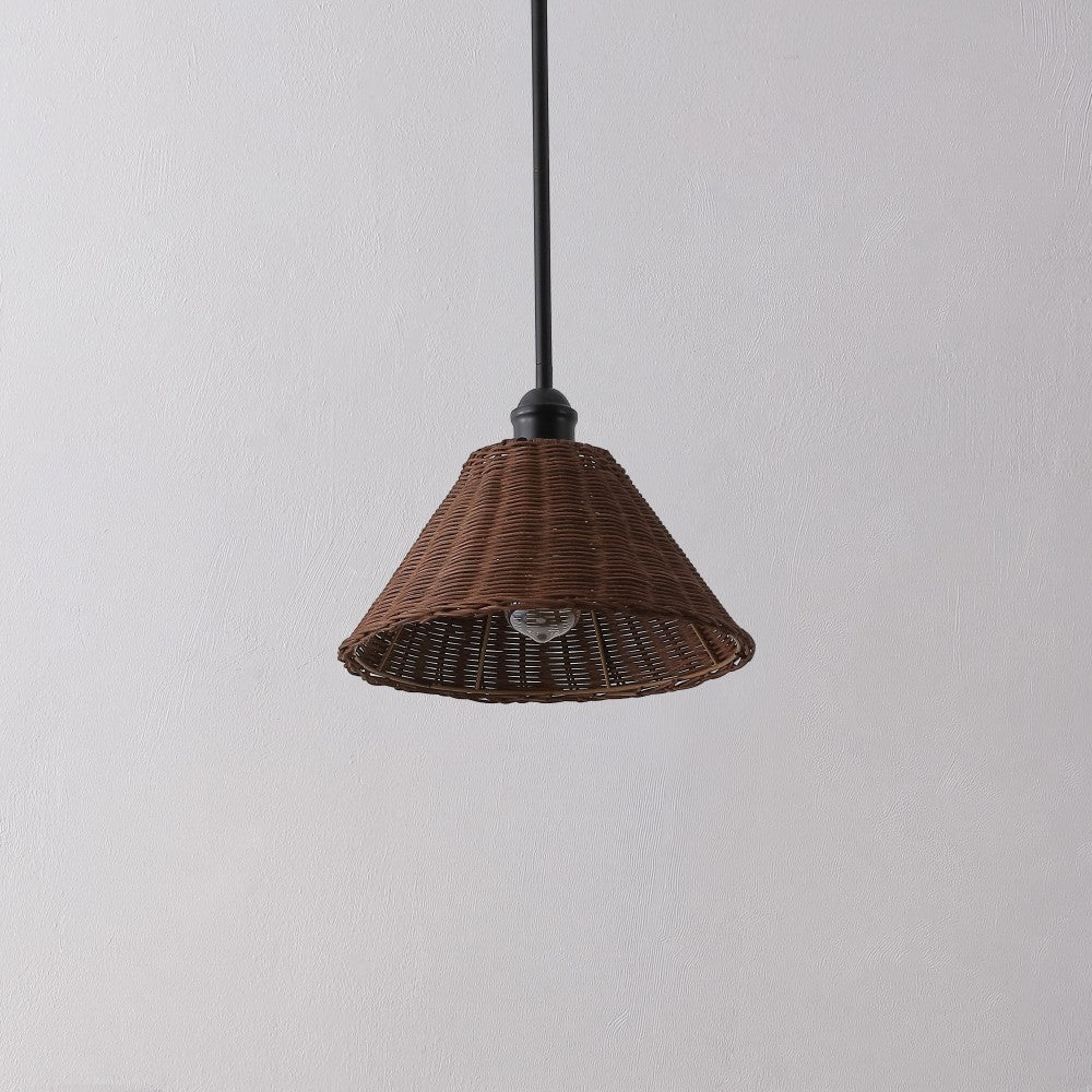Larkspur 1-Light Coastal Bohemian Metal and Woven Rattan LED Pendant Light