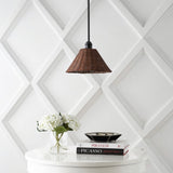 Larkspur 1-Light Coastal Bohemian Metal and Woven Rattan LED Pendant Light