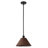 Larkspur 1-Light Coastal Bohemian Metal and Woven Rattan LED Pendant Light
