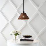 Larkspur 1-Light Coastal Bohemian Metal and Woven Rattan LED Pendant Light