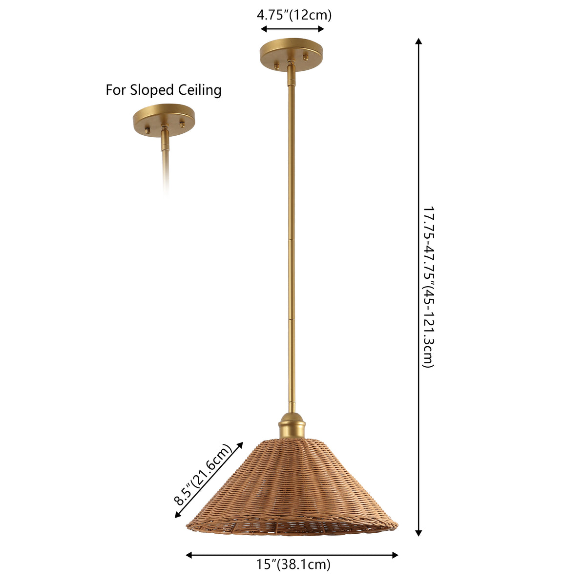 Larkspur 1-Light Coastal Bohemian Metal and Woven Rattan LED Pendant Light