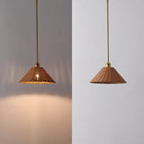 Larkspur 1-Light Coastal Bohemian Metal and Woven Rattan LED Pendant Light