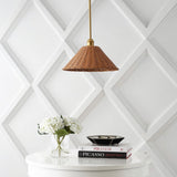 Larkspur 1-Light Coastal Bohemian Metal and Woven Rattan LED Pendant Light