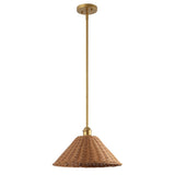 Larkspur 1-Light Coastal Bohemian Metal and Woven Rattan LED Pendant Light