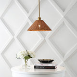Larkspur 1-Light Coastal Bohemian Metal and Woven Rattan LED Pendant Light