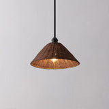 Larkspur 1-Light Coastal Bohemian Metal and Woven Rattan LED Pendant Light