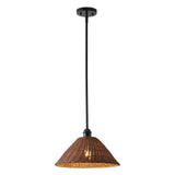 Larkspur 1-Light Coastal Bohemian Metal and Woven Rattan LED Pendant Light