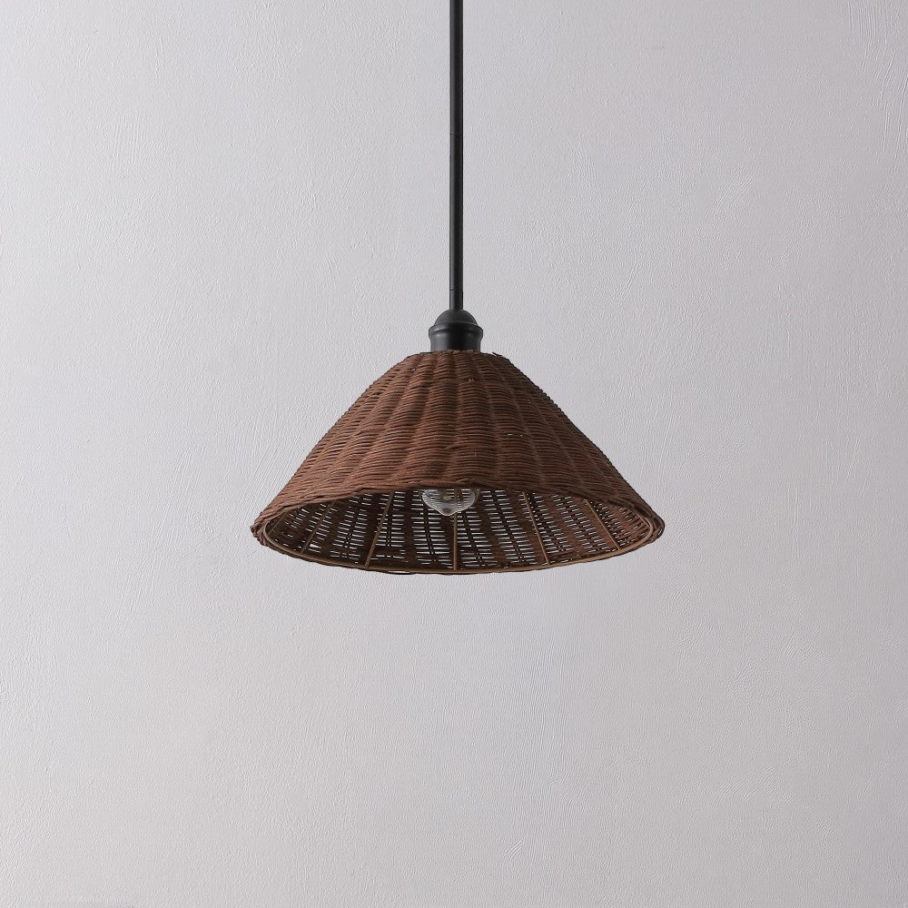 Larkspur 1-Light Coastal Bohemian Metal and Woven Rattan LED Pendant Light