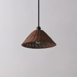 Larkspur 1-Light Coastal Bohemian Metal and Woven Rattan LED Pendant Light