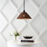 Larkspur 1-Light Coastal Bohemian Metal and Woven Rattan LED Pendant Light