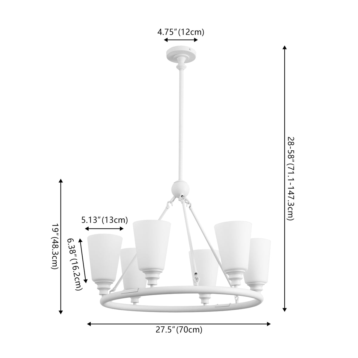 Wisteria 27.5" 6-Light Modern Minimalist Iron/Glass LED Chandelier