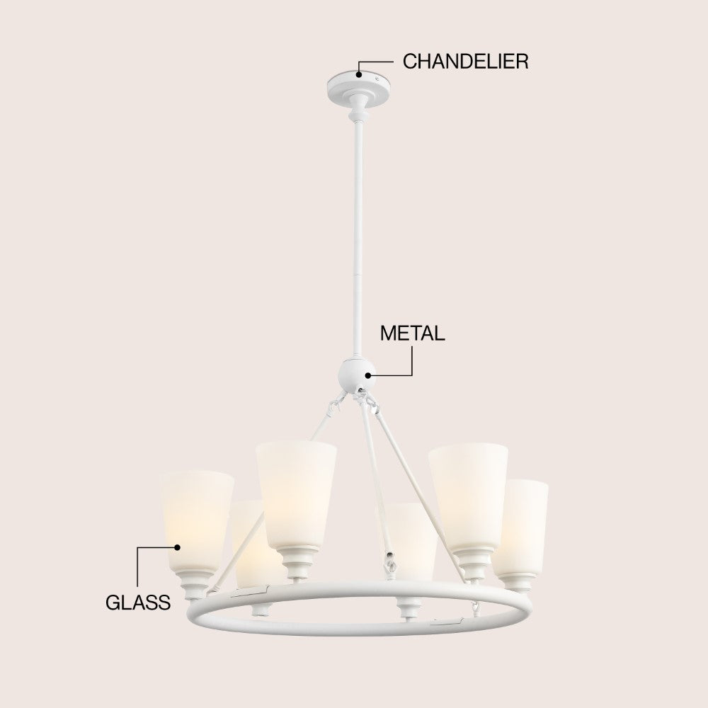 Wisteria 27.5" 6-Light Modern Minimalist Iron/Glass LED Chandelier