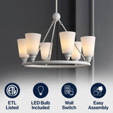 Wisteria 27.5" 6-Light Modern Minimalist Iron/Glass LED Chandelier