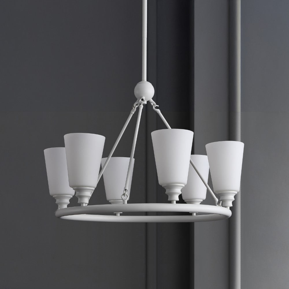 Wisteria 27.5" 6-Light Modern Minimalist Iron/Glass LED Chandelier
