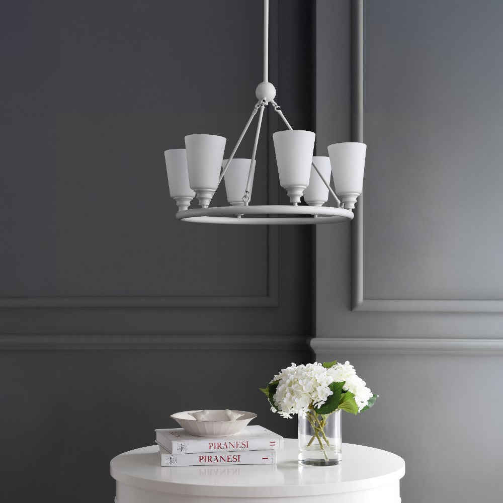 Wisteria 27.5" 6-Light Modern Minimalist Iron/Glass LED Chandelier