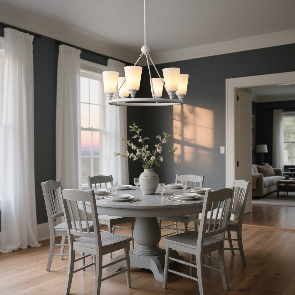 Wisteria 27.5" 6-Light Modern Minimalist Iron/Glass LED Chandelier