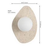 Coral 12" Modern Minimalist 1-Light Ovoid Travertine LED Wall Sconce