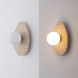 Coral 12" Modern Minimalist 1-Light Ovoid Travertine LED Wall Sconce