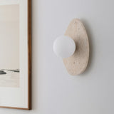 Coral 12" Modern Minimalist 1-Light Ovoid Travertine LED Wall Sconce
