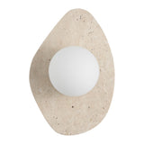 Coral 12" Modern Minimalist 1-Light Ovoid Travertine LED Wall Sconce