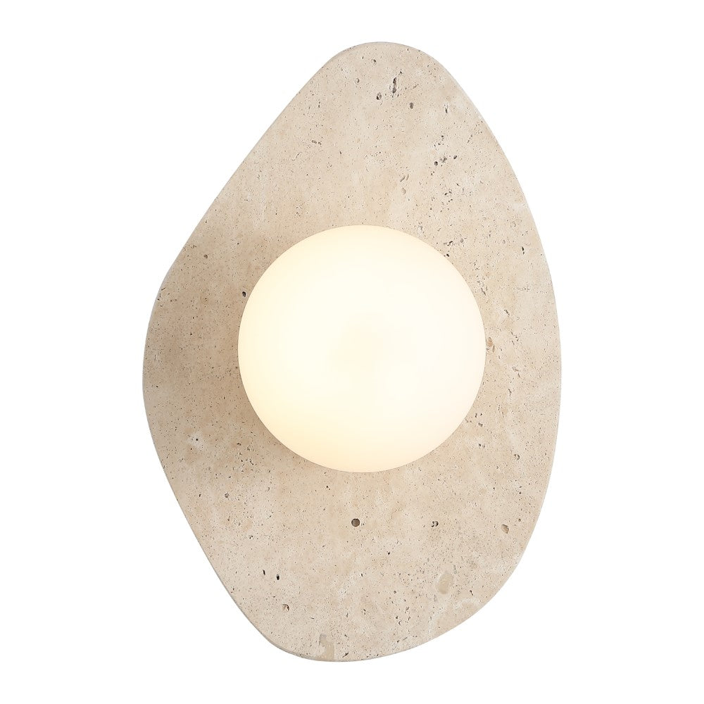 Coral 12" Modern Minimalist 1-Light Ovoid Travertine LED Wall Sconce