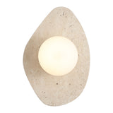 Coral 12" Modern Minimalist 1-Light Ovoid Travertine LED Wall Sconce