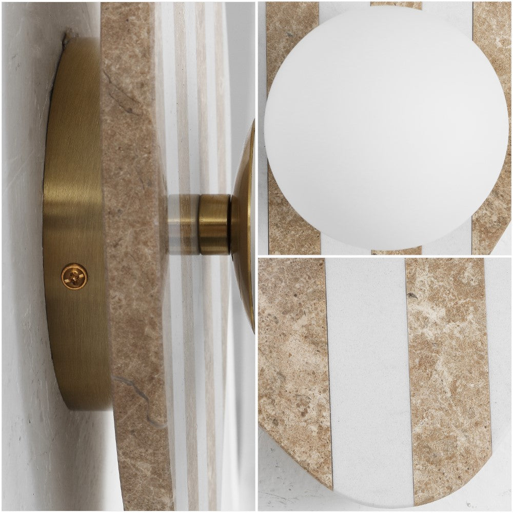 Coral 12" Modern Minimalist 1-Light Ovoid Travertine LED Wall Sconce
