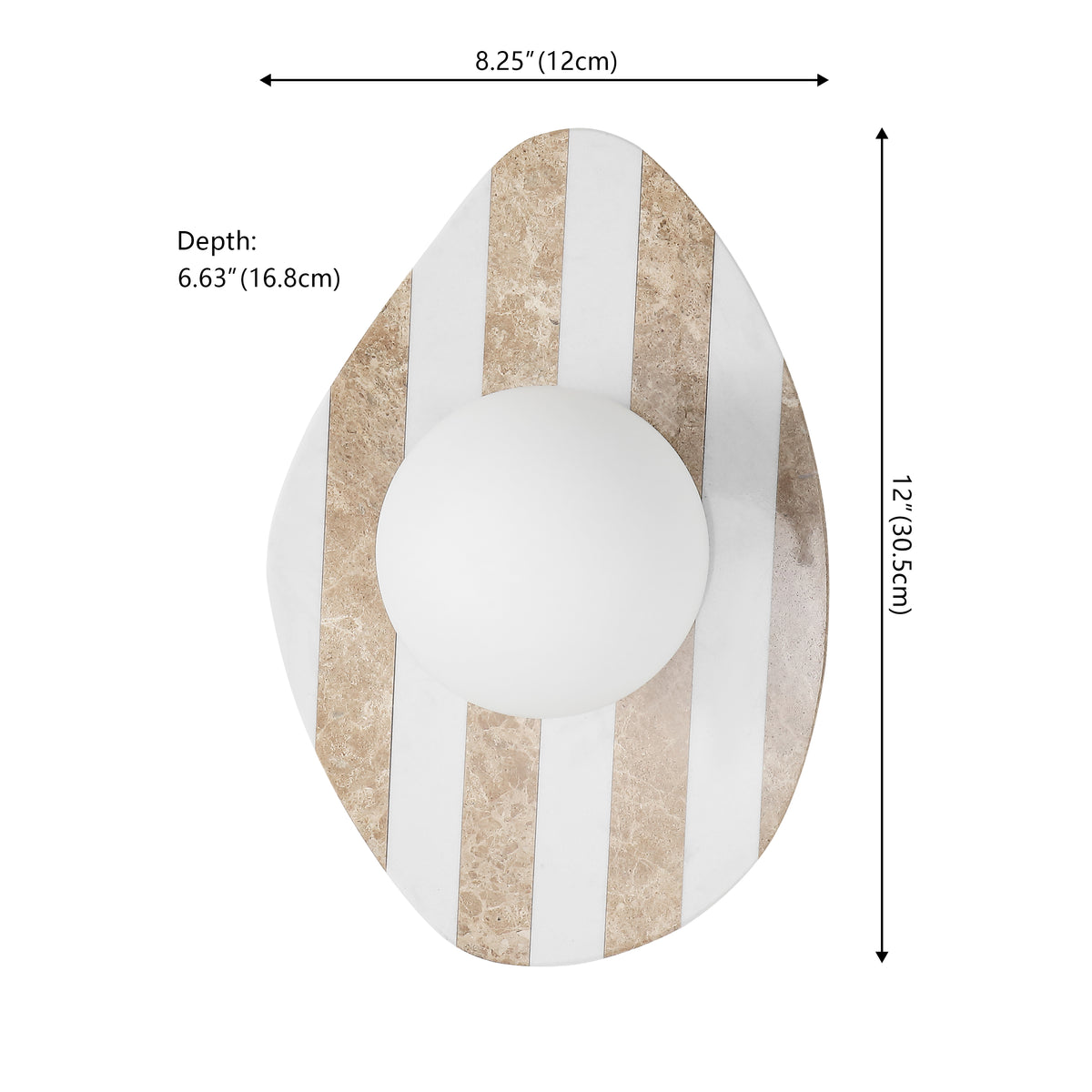 Coral 12" Modern Minimalist 1-Light Ovoid Travertine LED Wall Sconce