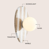 Coral 12" Modern Minimalist 1-Light Ovoid Travertine LED Wall Sconce