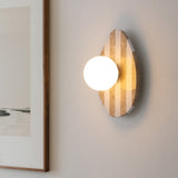 Coral 12" Modern Minimalist 1-Light Ovoid Travertine LED Wall Sconce