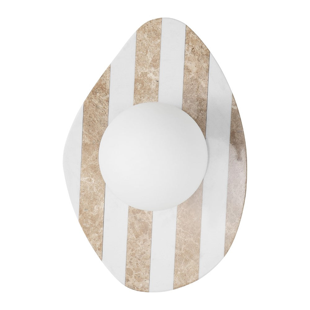 Coral 12" Modern Minimalist 1-Light Ovoid Travertine LED Wall Sconce