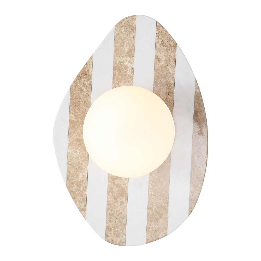 Coral 12" Modern Minimalist 1-Light Ovoid Travertine LED Wall Sconce