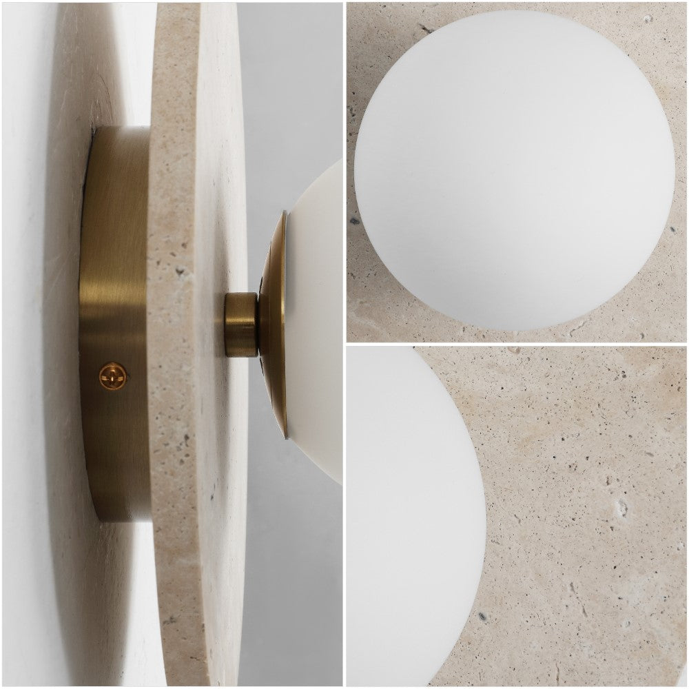 Coral 12" Modern Minimalist 1-Light Ovoid Travertine LED Wall Sconce