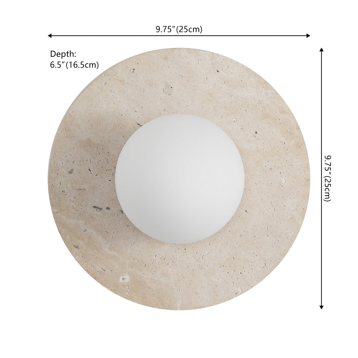Coral 12" Modern Minimalist 1-Light Ovoid Travertine LED Wall Sconce